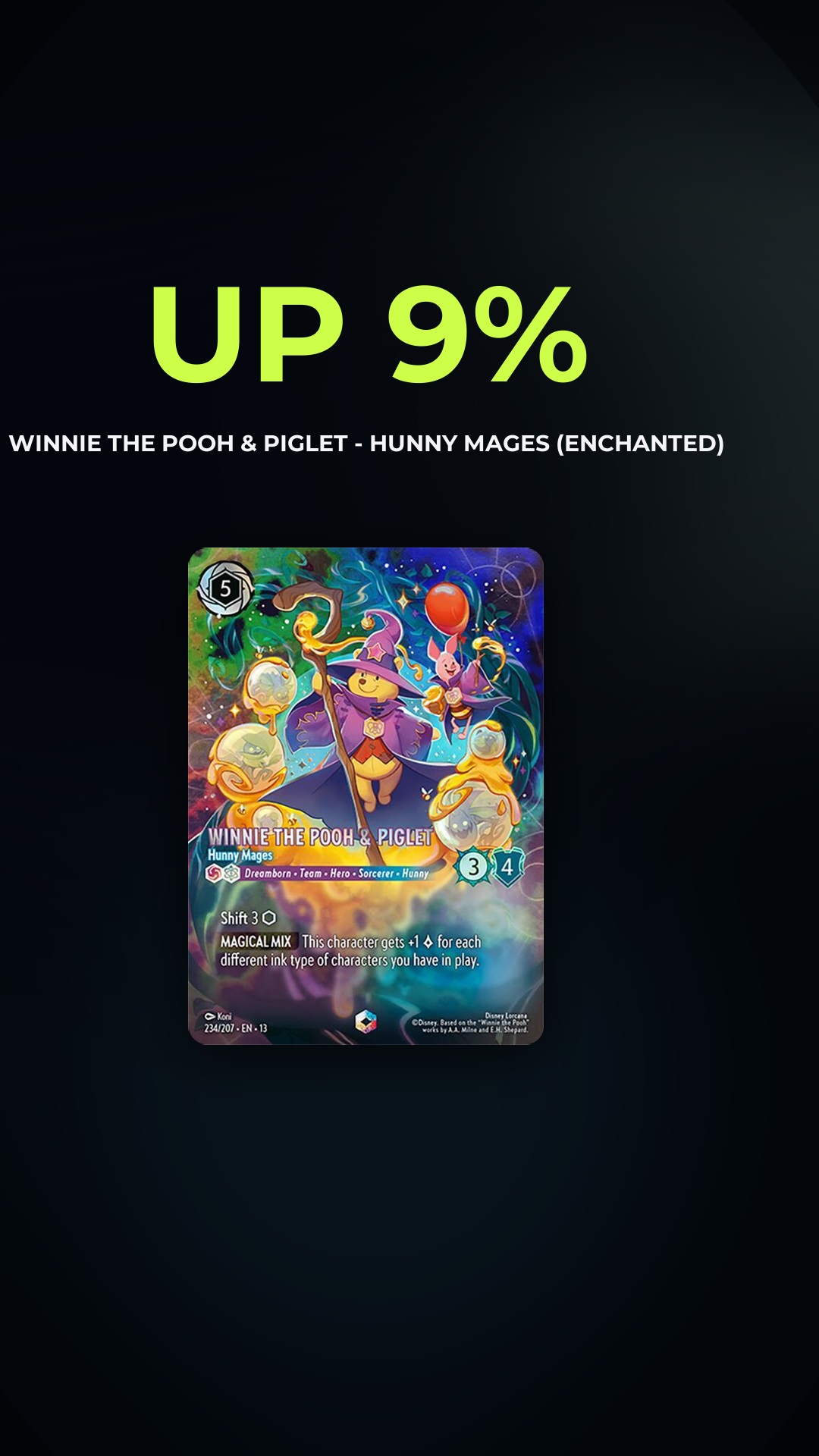 Approved W32 card-forward art for Winnie the Pooh and Piglet Hunny Mages Enchanted.