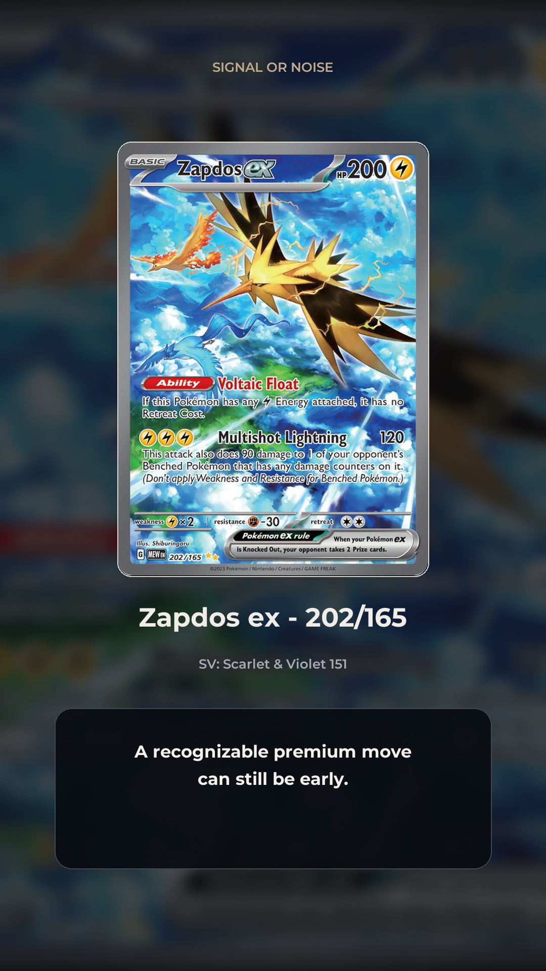 Zapdos ex Signal or Noise evidence still
